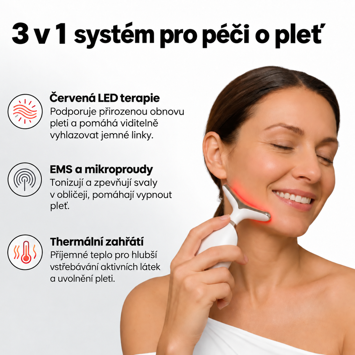 GLOVIA: LED 3v1 MASÉR OBLIČEJE